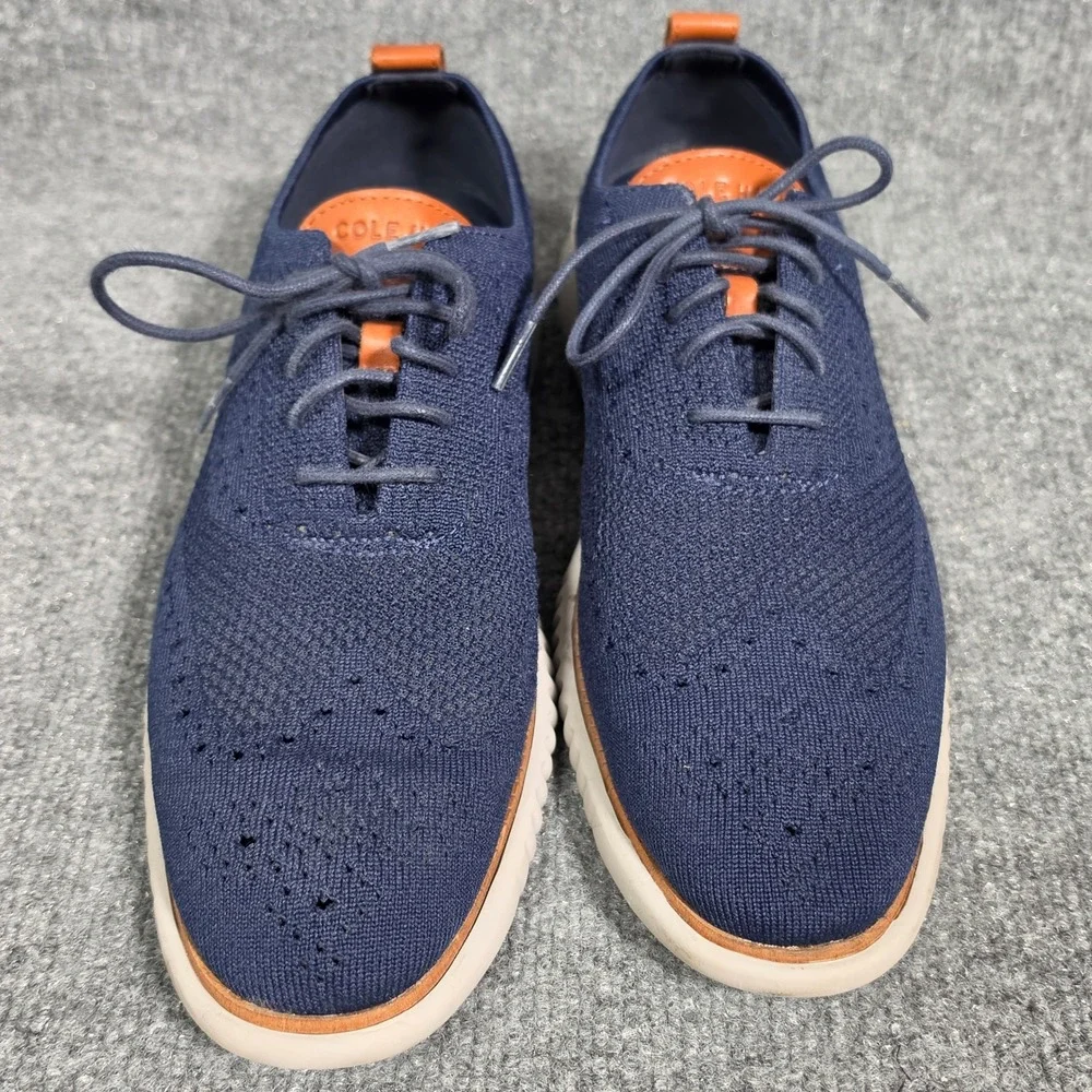 Cole Haan Zerogrand Stitchlite Oxford Navy Blue Wingtip Shoes C27569 Mens 9.5 M
